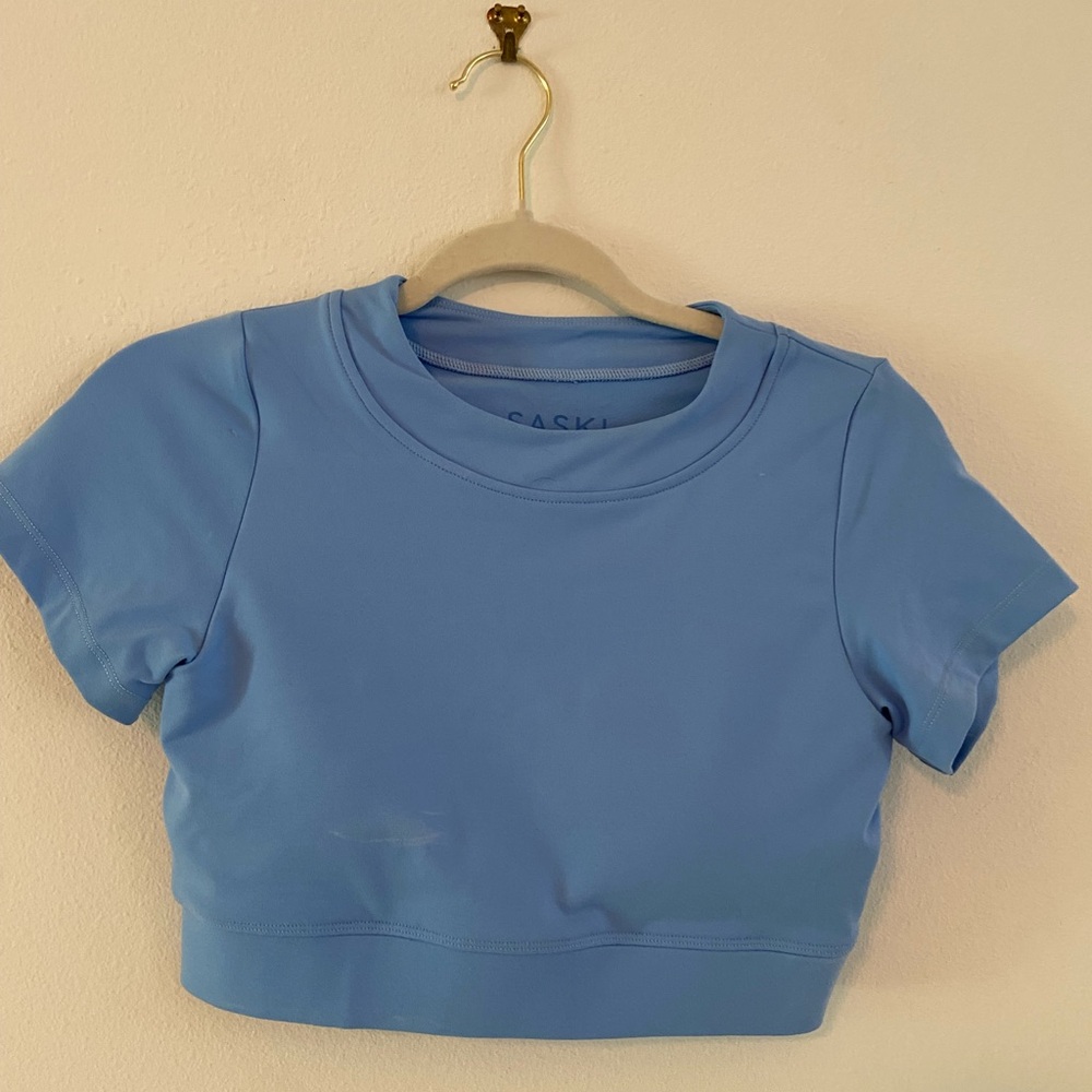Saski Blue Cropped Sports Top M